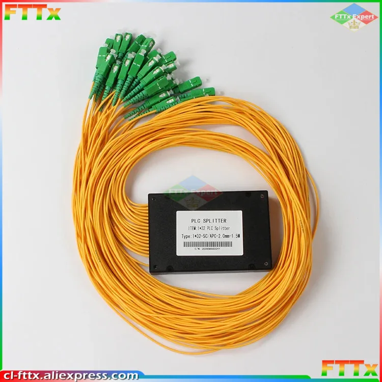 

SC/APC 1x32 Fiber Optic FTTH Splitter FBT Optical Coupler 1:8,1:16，1X32 SC UPC Singlemode simplex 1M PLC optical splitter