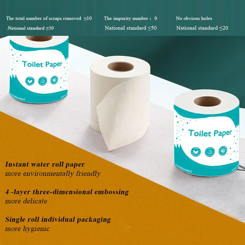 Commercial Hollow Roll Paper Four Layers of Three-dimensional Embossed Virgin Wood Pulp Flexible Touch Toilet Tissue