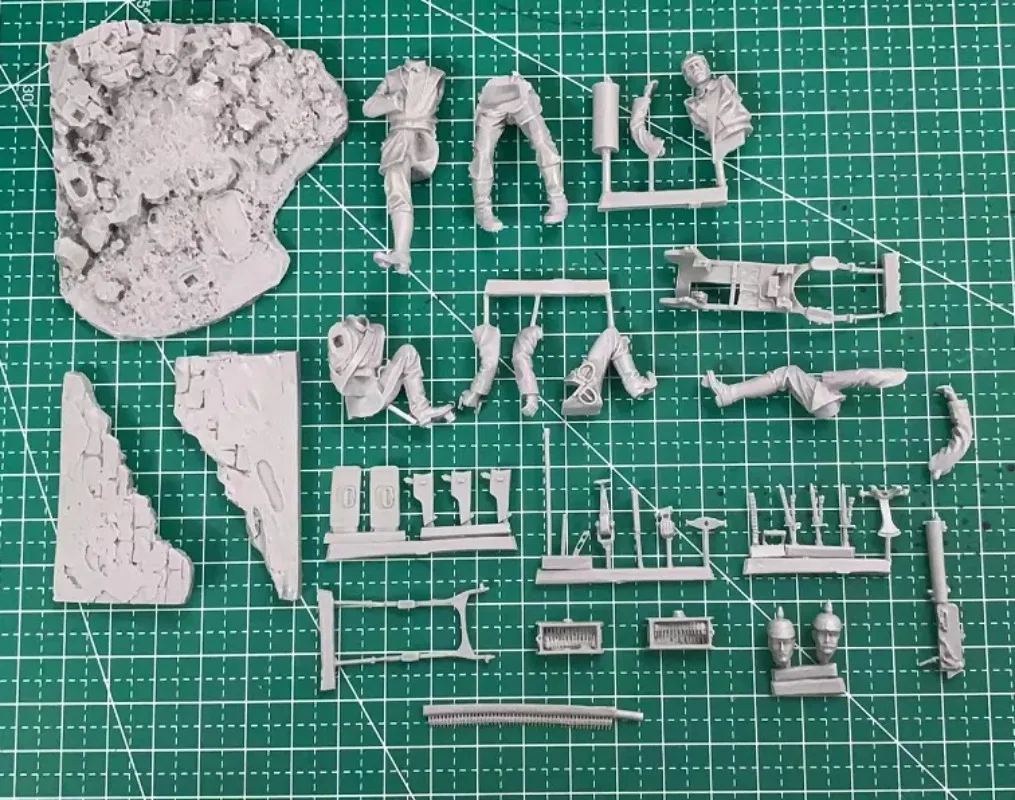 1/32 54mm Resin Soldier Model Kit WWI Soldier and Machine Gun Set Unassembled and Unpainted Free Shipping