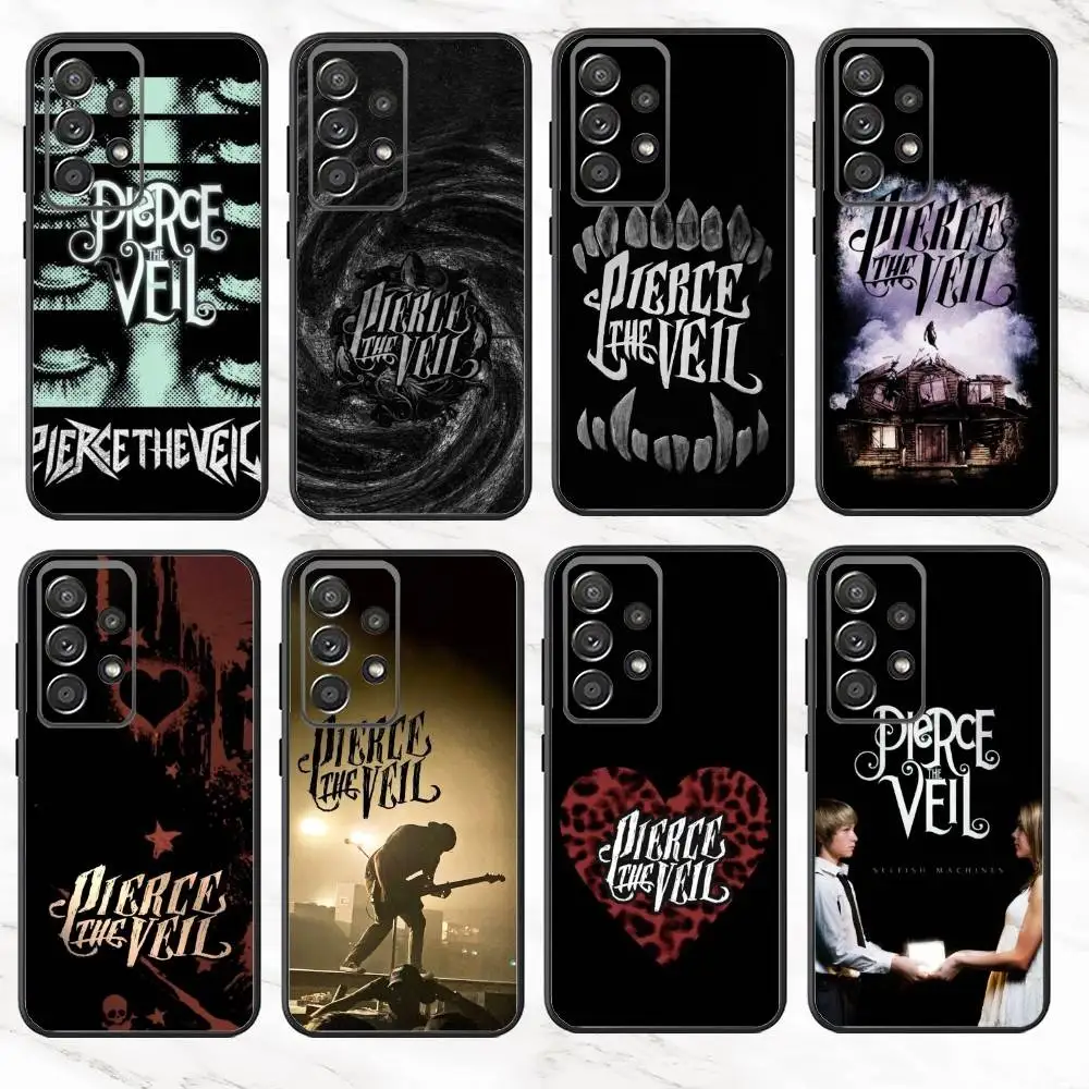 

P-Pierce T-The Veil B-Band Phone Case For Samsung S25,S24,S21,S22,S23,S30,Ultra,S20,Plus,Fe,Note,10,9,5G Black Cover