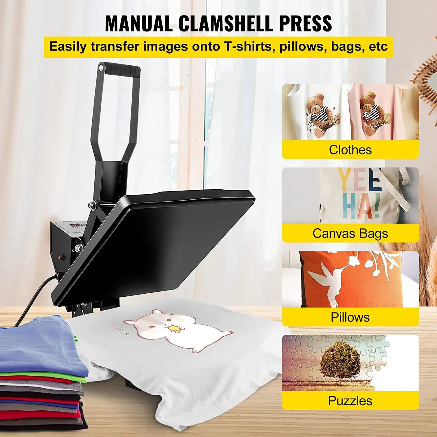%e FOR Black Manual High Pressure Heat Press Machine Convenient Pneumatic Drive Conforms European American Standards New&