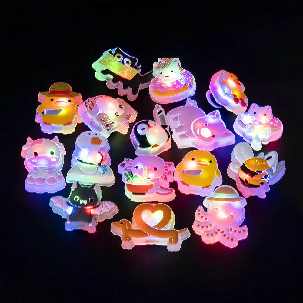 1pcs LED Shoe Charms Unicorn Whales Lion Lighted Shoe Decorations Ducks Cows Cats Women Kids Sandals Pins Glowing Buckles image 3