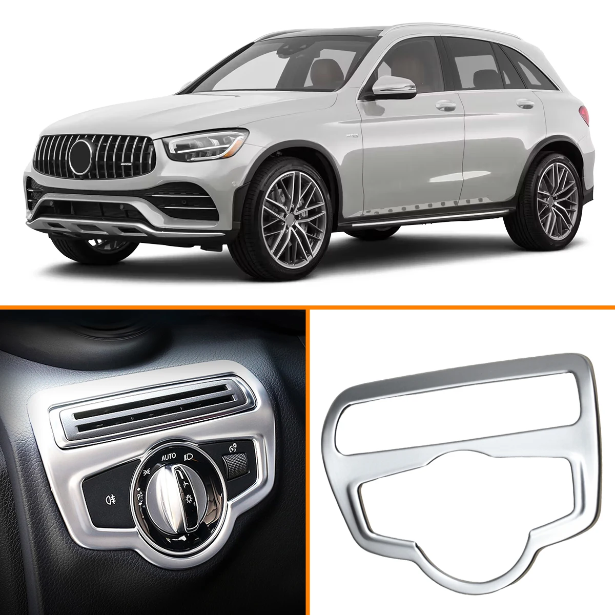 Для Mercedes-Benz C/GLC-класса X253 C253 W205 2017-2021: Декоративная накладка на рамку переключателя фар, матовый хром