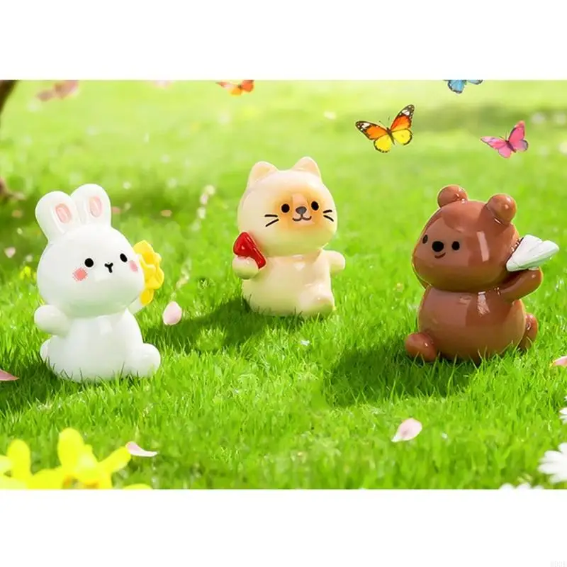 Miniature Cats Statue Garden Decors Resin Dog/Pig Figurines Toy Mini Cake Toppers for Birthday Party Decoration Supplies B03E