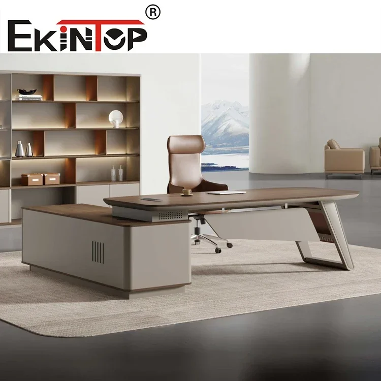 Ekintop Wholesale Luxury Modern Metal Wooden Boss Desk Manager Office Table Design