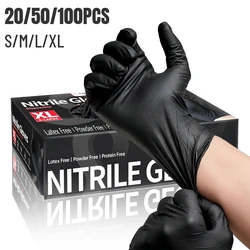 20/50/100PCS Black Disposable Nitrile Gloves Waterproof Gloves For Kitchen Bathroom Cleaning Dishes Nail Art Hairdressing