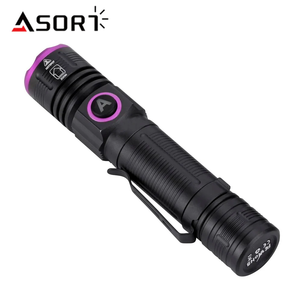 

Zoom Ultraviolet Torch Lamp 365nm UV Flashlight USB Rechargeable Cat Dog Pets Urine tinea Marker Money Ore Detection Light