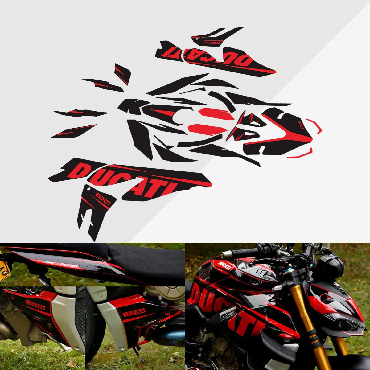 For Ducati Streetfighter V4 V4S Full car version decals, pull flowers The whole car is decorated with flowers Plate shell decals