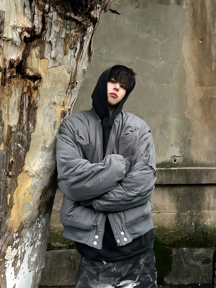 

American Style Workwear MA1 Flight Jacket Cotton Coat Men's Winter Trend Brand High-End Short Cotton-Padded Baseball Jacket