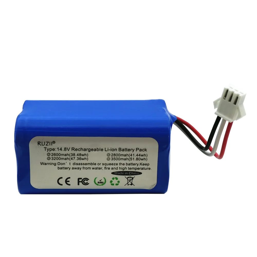 Rechargeableb14.8 V2600mAh For Ropo Glass 2 Robot Vacuum Cleaners Li-ion Cell lindrical Rechargeable Battery Pack 4S1P New