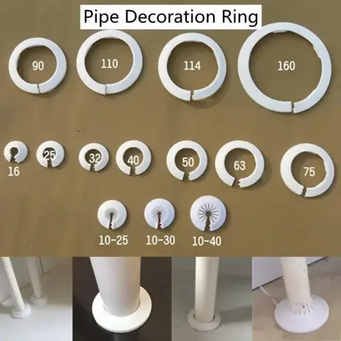 Pipe Cover Decoration PVC Pipe Ring Sewer White Pipe For Air Conditioning Pipe Cover Household Pipe Collar Accessories 10-140