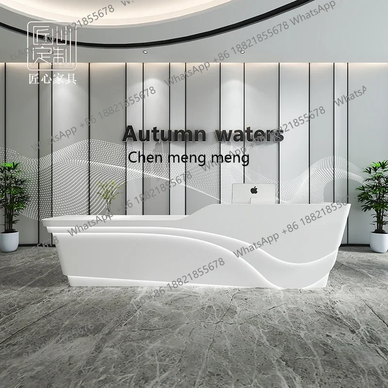 M46 شركة صالون التجميل مكتب الاستقبال متجر إبداعي منحني منصة مشروبات الطلاء صفحة الخروج #2