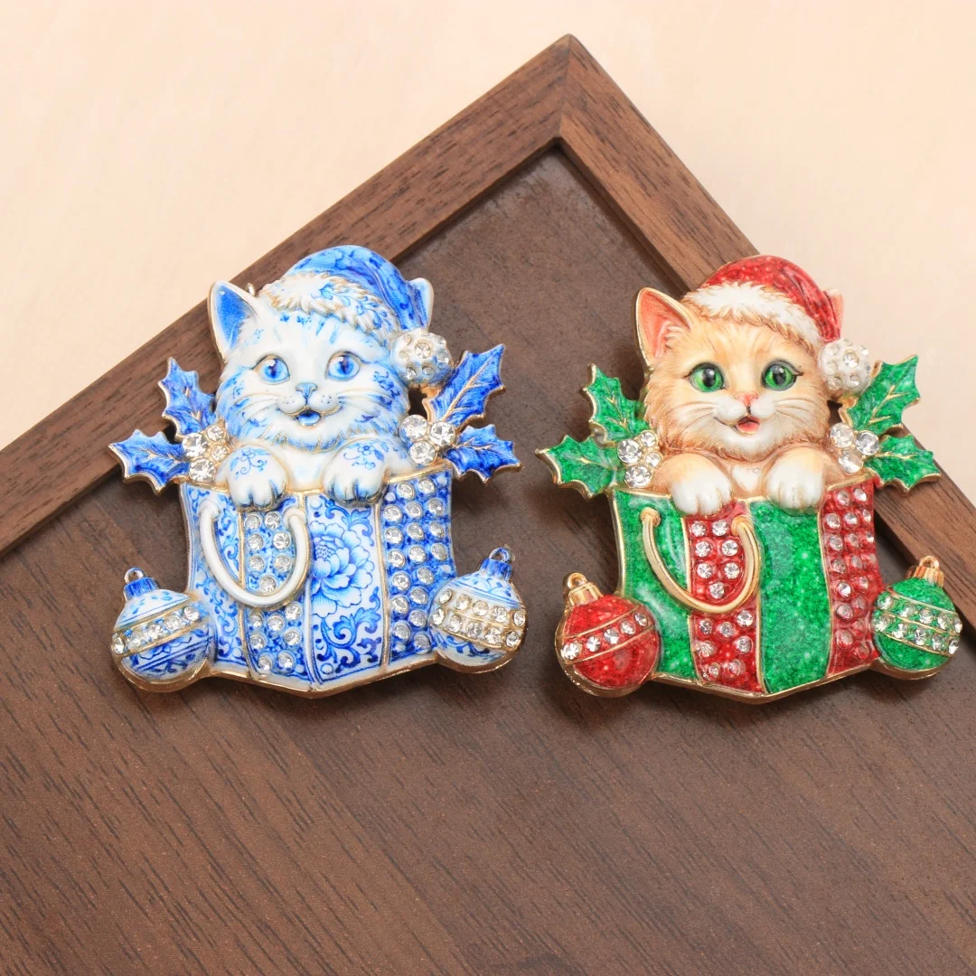 Barockes Luxus-Weihnachtsgeschenkset: Broschen mit Katzendesign für Männer und Frauen, Schmuck, Modeaccessoires und Partygeschenke