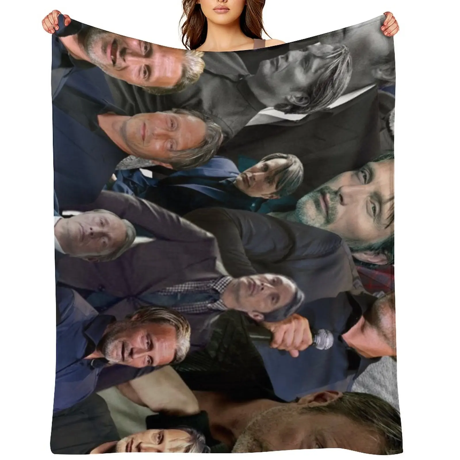 

mads mikkelsen photo collage Throw Blanket christmas gifts Decorative Sofas Blankets For Sofas Furry Blankets