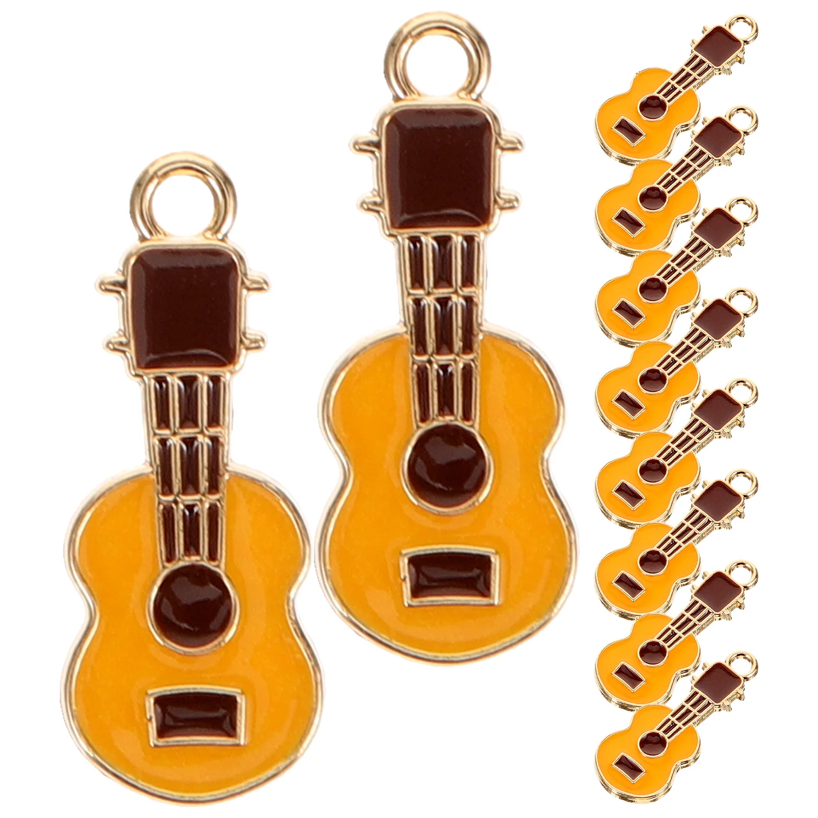 10 Pcs Jewelry Guitar Pendant Musical Instrument Enamel Charms Metal Dangle Design