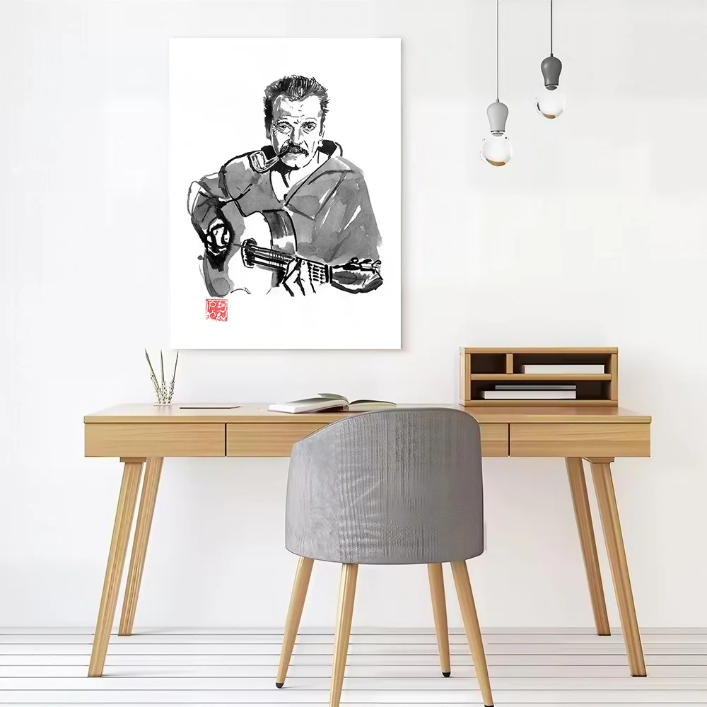 Georges Brassens Canvas Poster Customizable Pictures Wall Art Canvas Painting for Aesthetic Decoration Room Decorations Mural