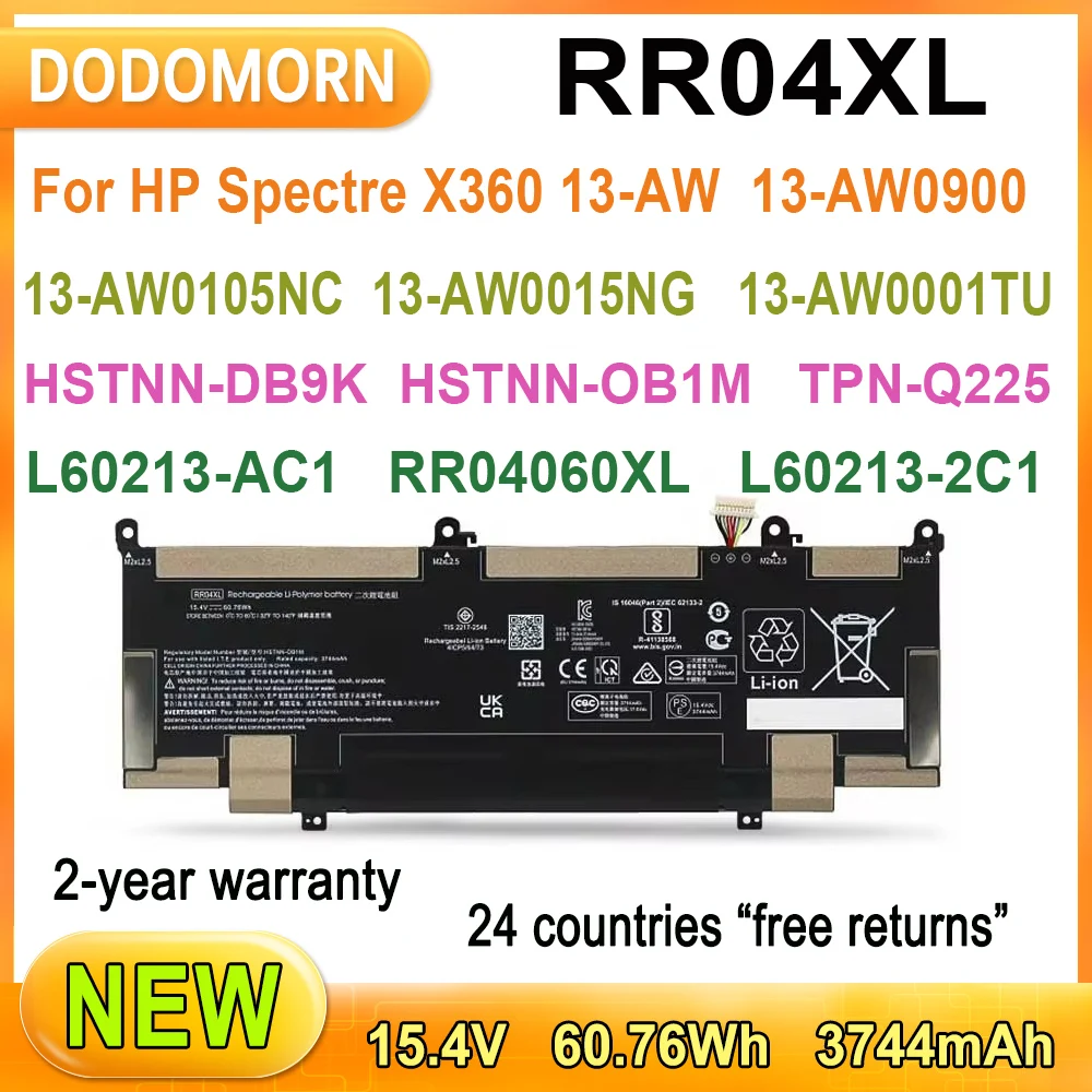 

New RR04XL For HP Spectre X360 13-AW 13-AW0900 13-AW0003DX 13-AW0105NC 13-AW0001TU Laptop Battery Rechargeable Li-ion TPN-Q225