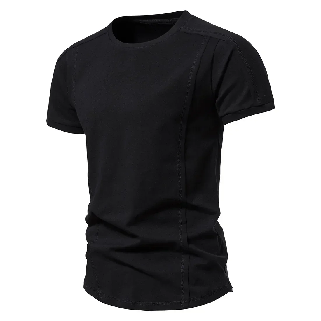 Summer New Men\'s Short Sleeved T-shirt with Pure Cotton Bottom Solid Color Round Neck Half Sleeve Casual Slim Fit Top