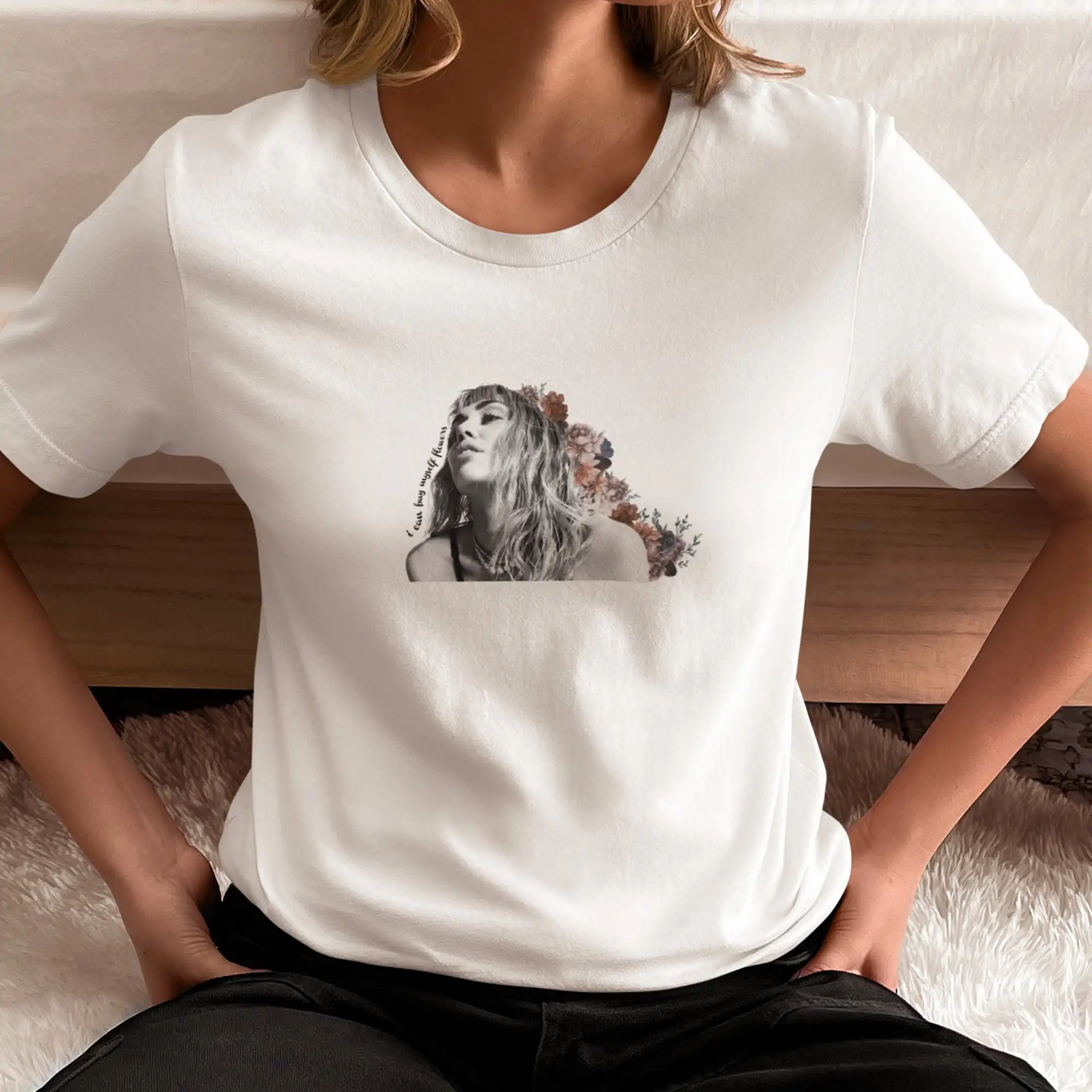 Цветущая майка Майли циррус, я могу купить себя, цветы мягкие