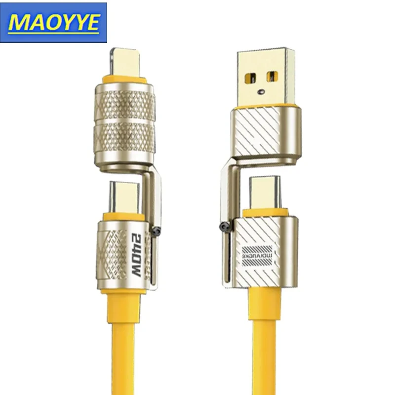 MAOYYE 4-in-1-Kirsite-Kabel, 240 W, superschnelles Laden, mehrere Funktionen für iPhone 8–16 ProMa, iPad, Notebook, Tablet, Mobiltelefon