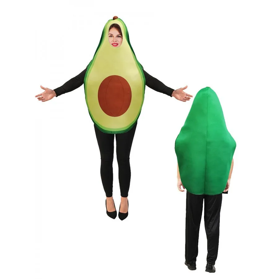 زي الأفوكادو التنكري للبالغين، زي مضحك لحفلات الهالوين وعروض المسرح، زي تنكري على شكل فاكهة، زي مسرحي عرقي للنساء