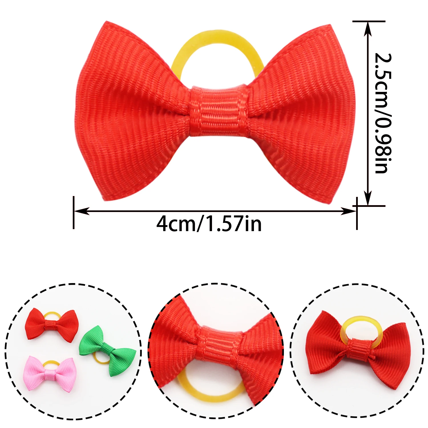 50/100Pcs Dog Hair Bows Yorkshire Hair Bowknot Mix Colors Dog Bows Accessories With Rubber Bands Pet Cat Grooming Hair Bows