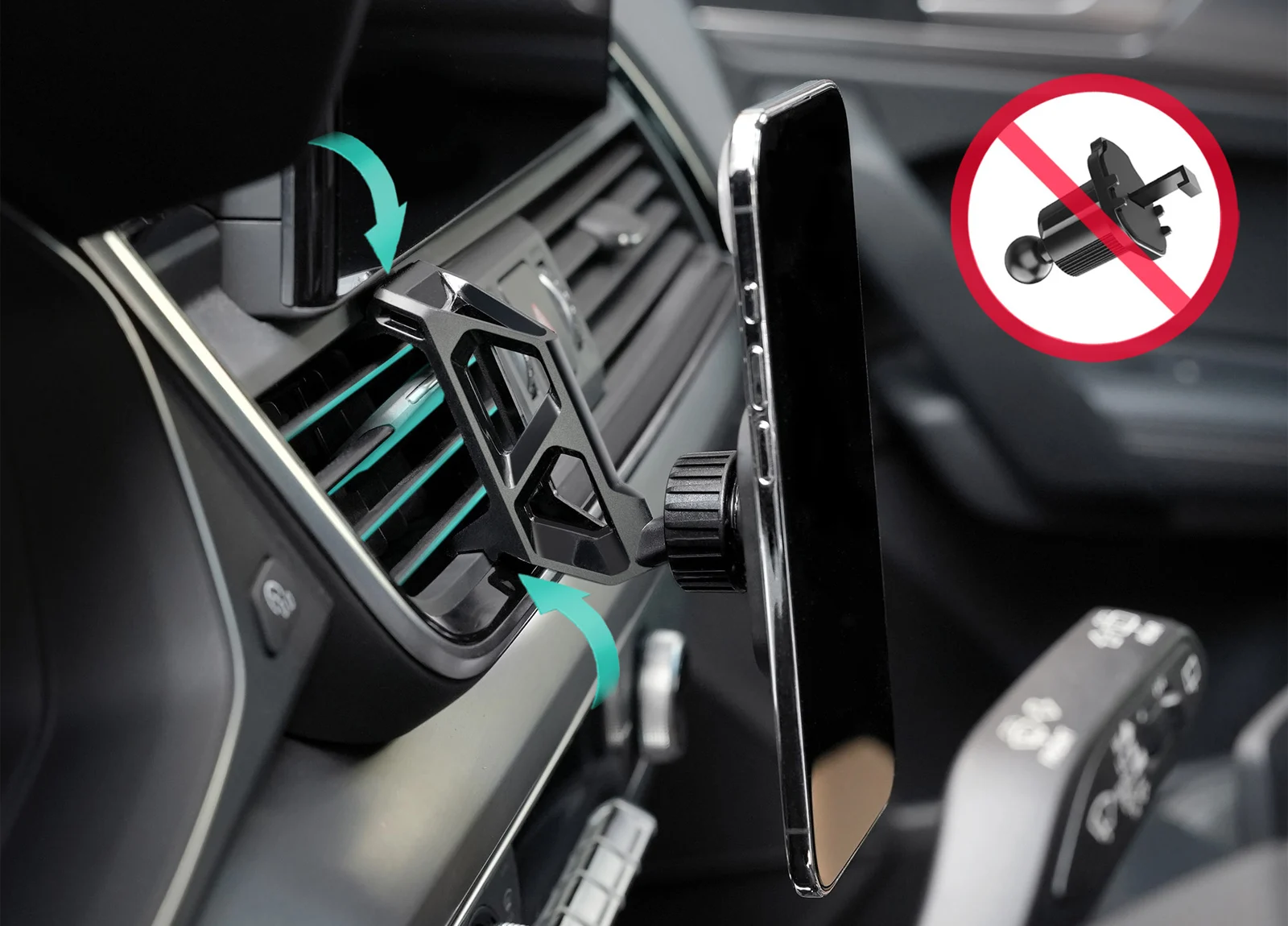 Maßgefertigte Magnetische Handyhalterung mit Luftstromkühlung für Audi Q5 SQ5 2018-2023 2024, 360° Drehbar ° Schwenkbare Armaturenbrett-Halterungsbasis – Detail 4