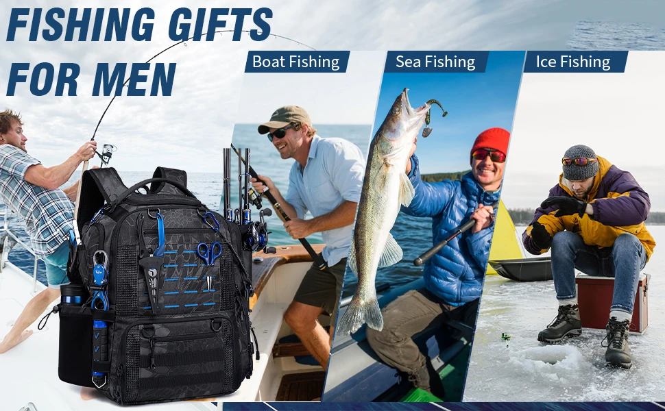 50L Großer Angelrucksack 900D Wasserabweisende Angeltaschen zur Aufbewahrung von Angelausrüstung, Geschenk für Männer – Detail 5