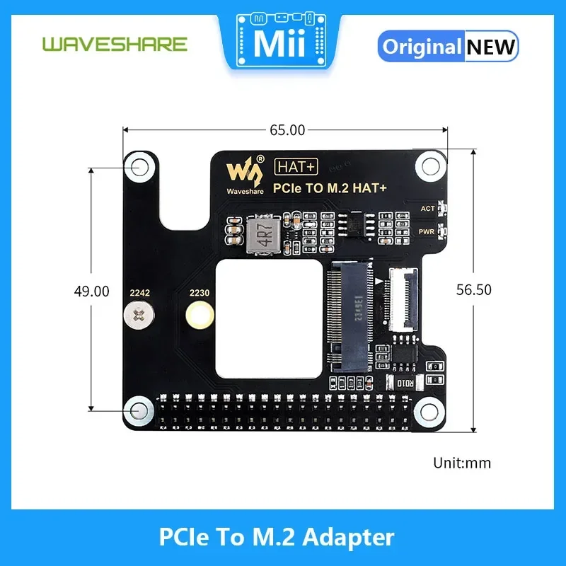 Waveshare PCIe ke adaptor M.2 untuk Raspberry Pi 5 mendukung NVMe Protocol M.2 Solid State Drive, topi + standar