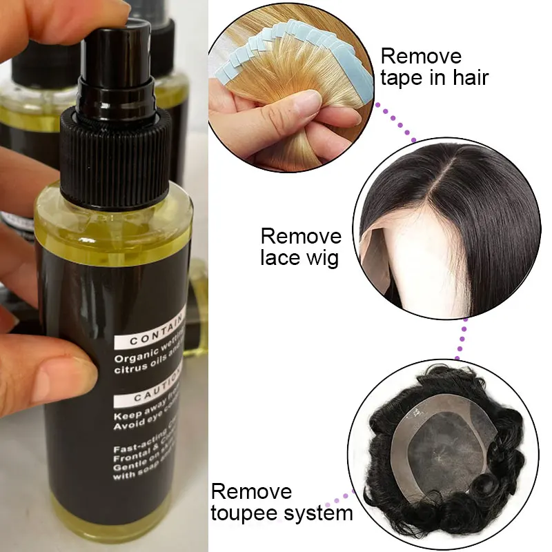 Removedor de adesivo para peruca, removedor de cola em spray, remove rápida, fita adesiva dupla face para extensões de cabelo, removedor rápido e seguro, 118 ml/pçs