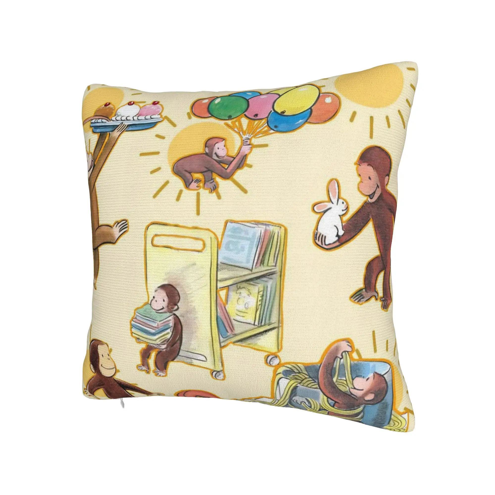 Decorative Pillow Covers Curious George African Monkey  Merch Home  Throw Pillow Case Cover Zippered Multi Size