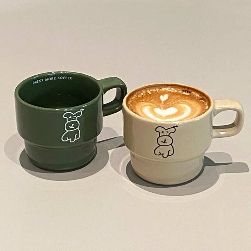 

Cute niche cartoon puppy coffee cup gentle milk coffee autumn and winter mug ceramic cup couple's cups gift Milk Cup tea set