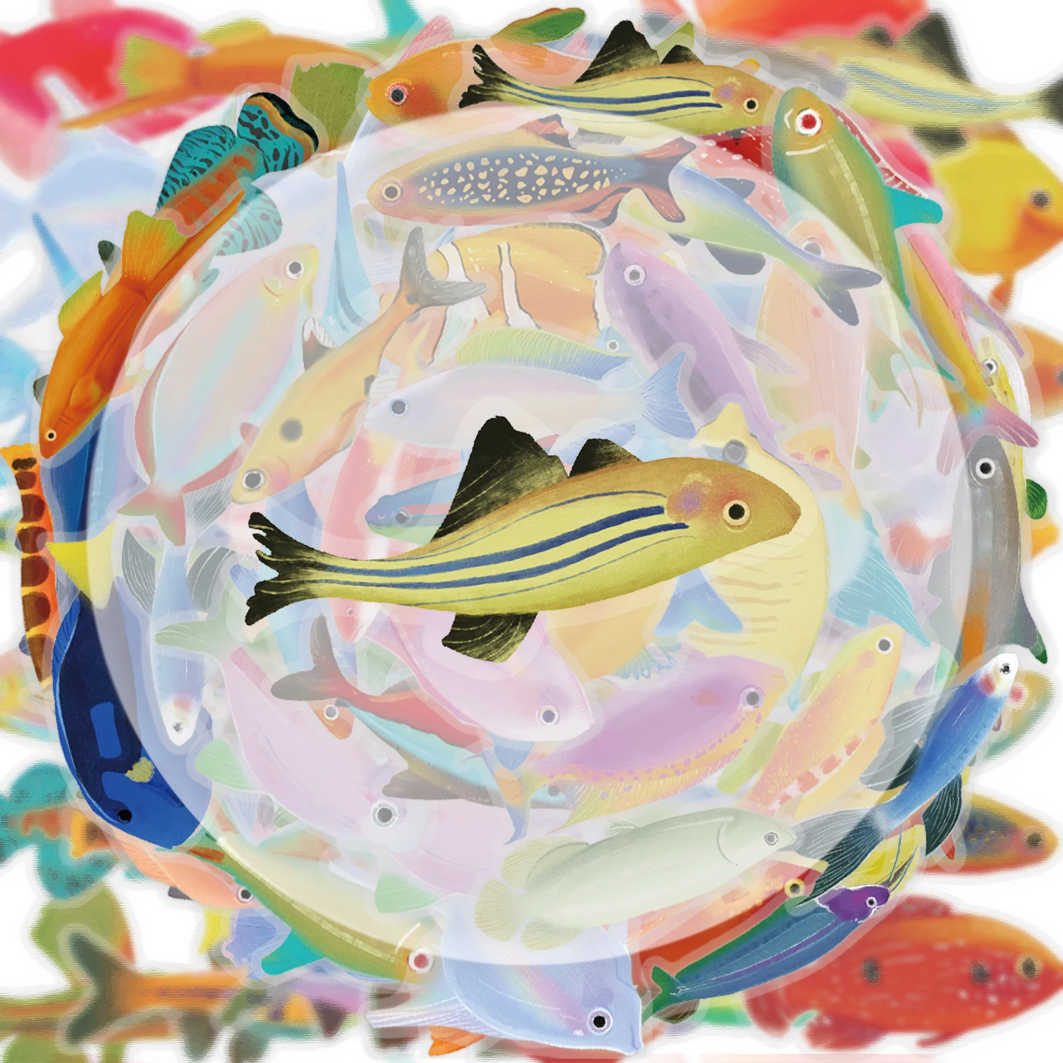 

50 Pieces of Marine Animal Series Fish Transparent Stickers, Suitable for Decorating Water Bottles, Laptops, Mobile Phones, Suitcases, Skateboards, Guitars, Gift Boxes, Party Decorations