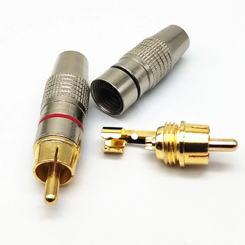 1/5/10pcs Gold RCA Male Adapter Non Solder Connector for Audio Video CCTV IP Camera Security Coaxial Cable Solderness Convertor
