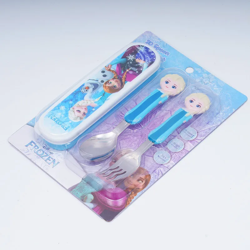 Disney spoon cutlery with box children spoon baby spoon 304 stainless steel cartoon portable bag