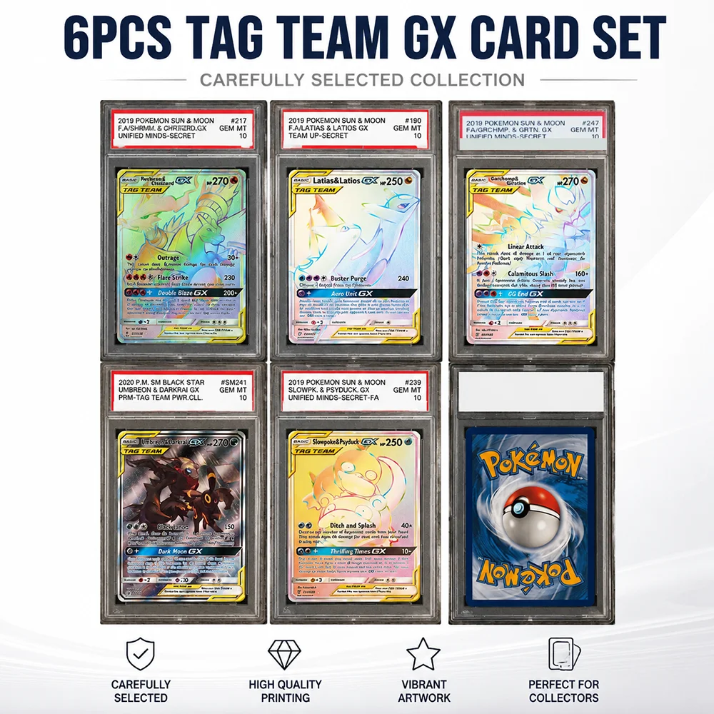 

Ptcg Diy Proxy Graded Collection Card Reshiram&charizard Tag Team Gx 217/214 Unbroken Bonds Gem Mt10 Holographic Label English