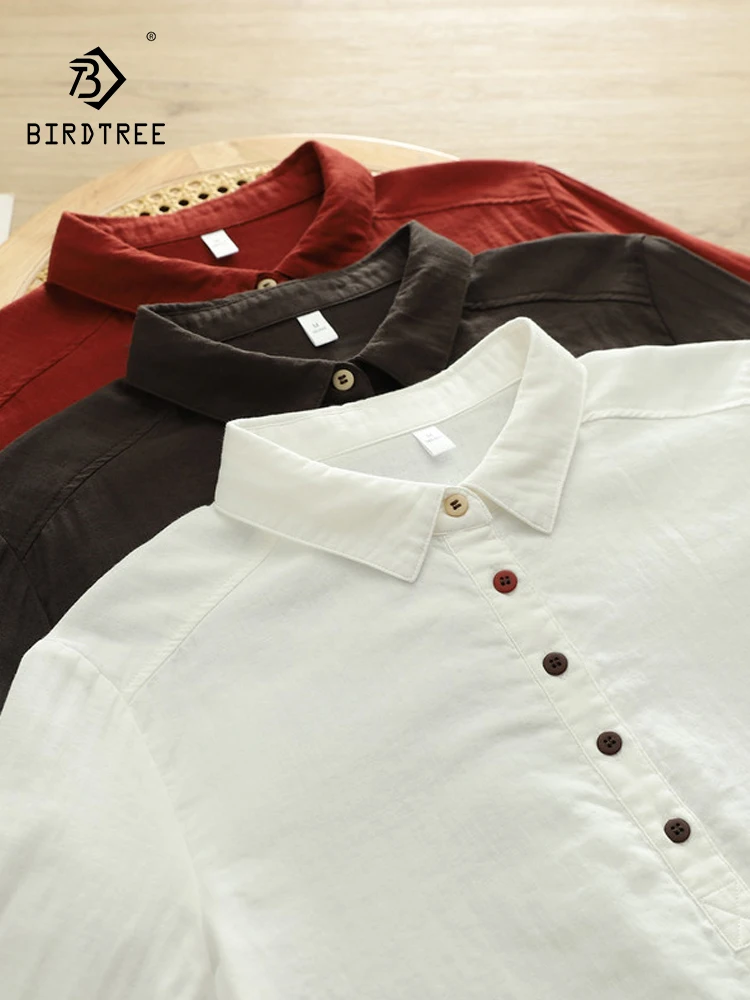 

Новая женская хлопковая рубашка с длинным рукавом на весну 2026 года, с отложным воротником и цветными пуговицами, свободная блузка в стиле Mori Girl для повседневной носки T61055CC