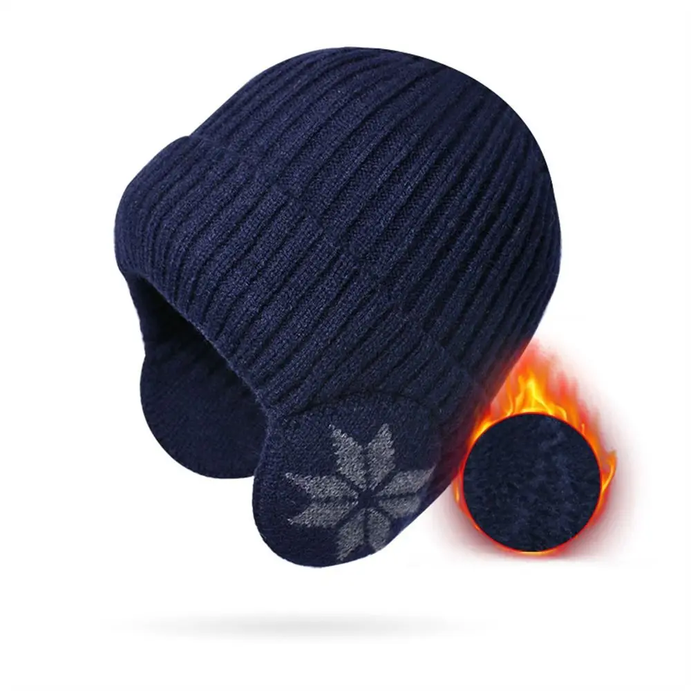 Fashion Soft Plush Knitted Hat Thickened Windproof Ski Beanie Hat Plain Hats Winter image 2
