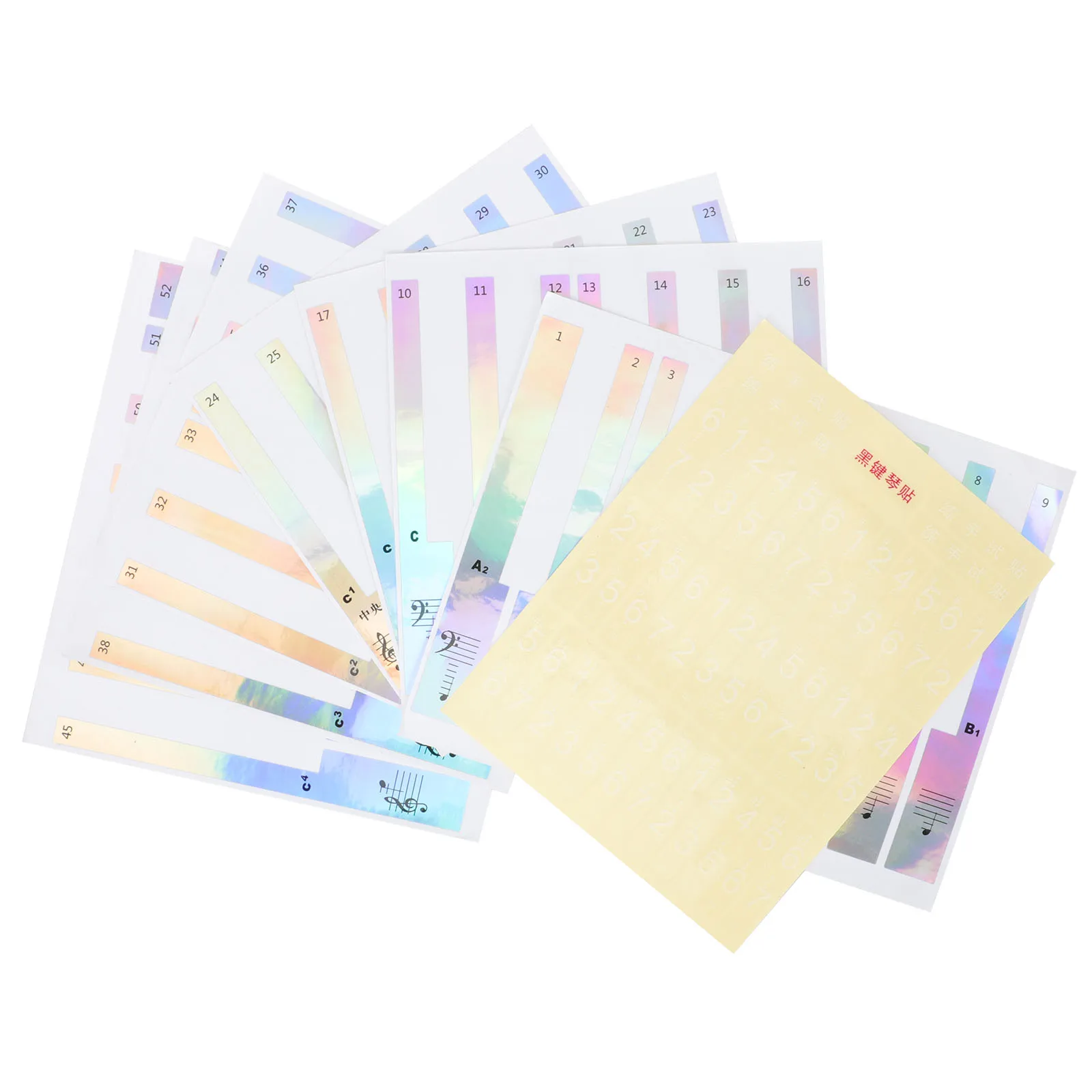 

1set Stickers for Piano Keyboard Letter Note Removable Paper Keys Recognition Lightweight Smooth Piano Accessories