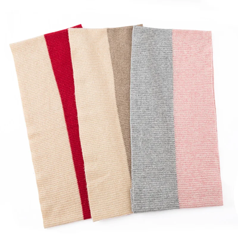 High quality cashmere neck cover for women, winter warm knitted scarf, fashionable color blocking neck protection cover