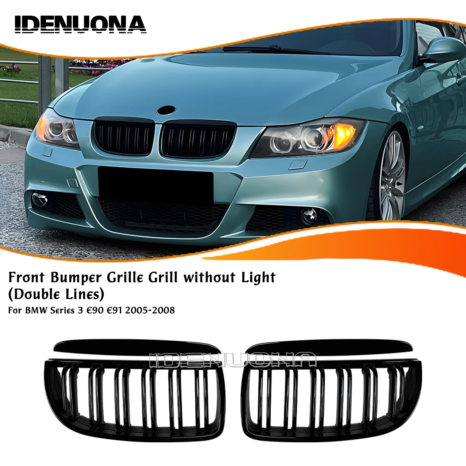 

Front Kidney Grille Racing Grill Black Upper Bumper Hood Mesh Grid For BMW 3 Series E90 E91 323i 325i 328i 330i 335i 2005-2008