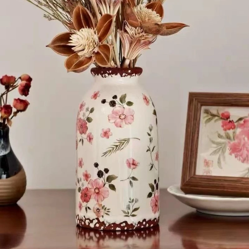 

Ceramic Vase Ornament Decoration Maison Living Room Flower Arrangement Light High-end Dried Flowers Hydroponics