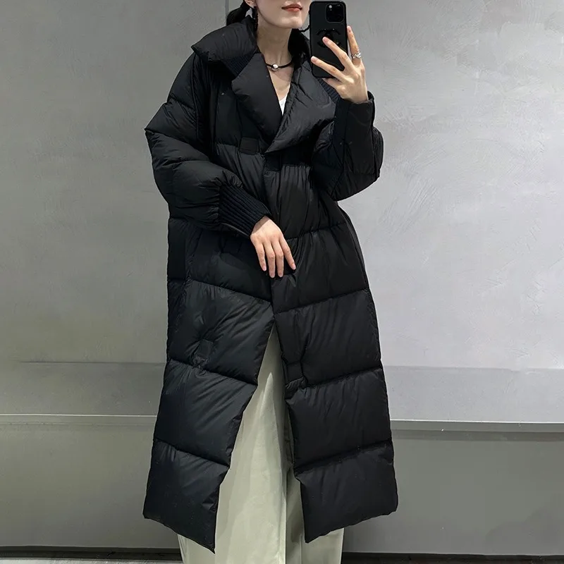 Women's Clothing Down Jacket Winter Warm New Mid-length White Duck Down Windproof Jacket Cold High-end Outerwear Comfortable