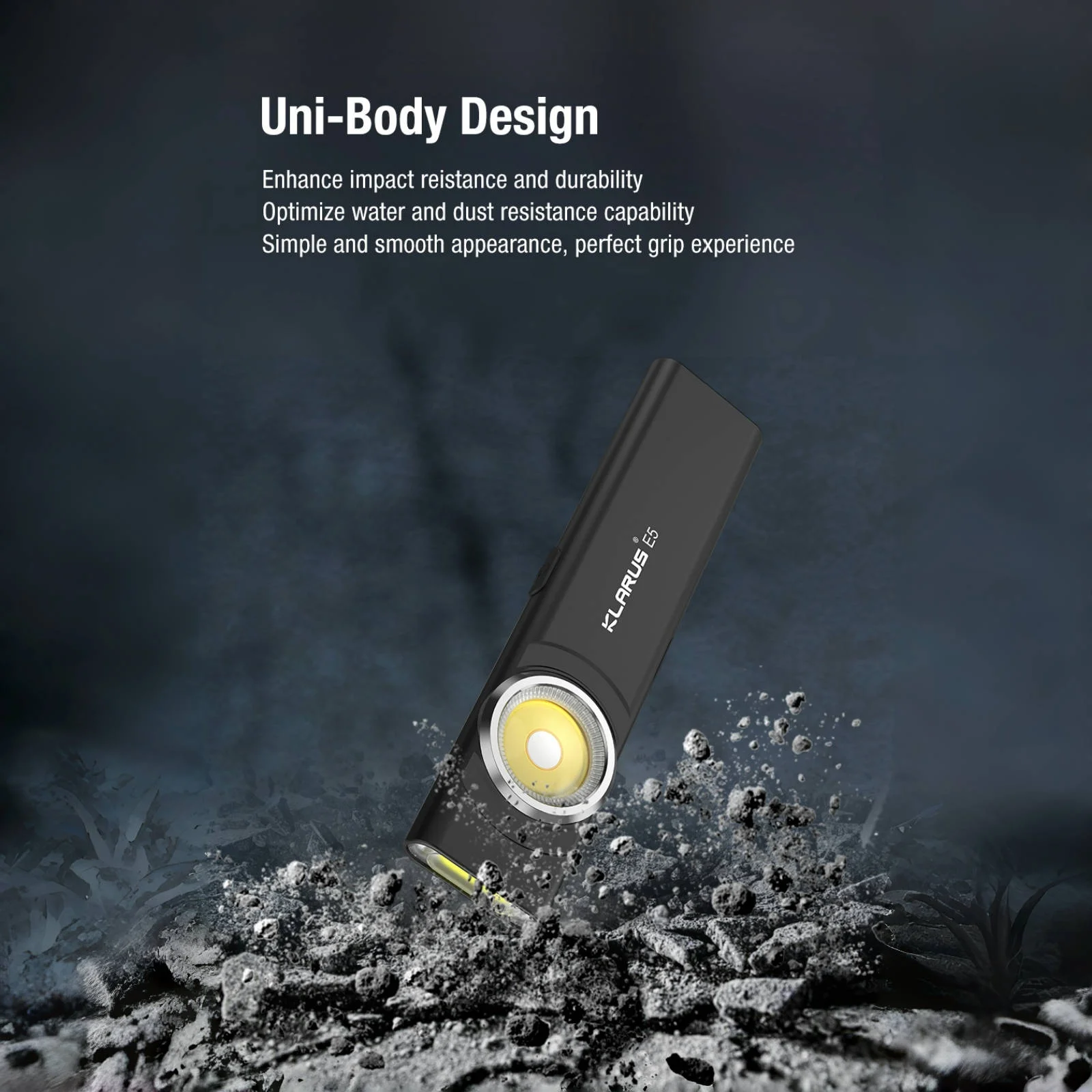 Klarus E5 Pocket Flashlight with Clip,USB-C Fast Charging,IPX4 Waterproof,Dual Light,Magnetic Base for Everyday Carry & Travel