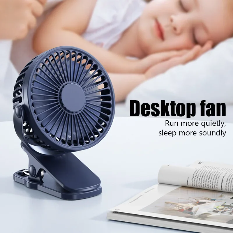 Clip-on USB Rechargeable Desk Fan Student Dormitory Fan Rotation