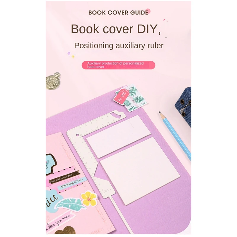 5-In-1 Book Cover Guide Stainless Steel Metal Bookbinding Cover Tool For Scribe Marking Album Notebook Gauge Ruler Easy Install