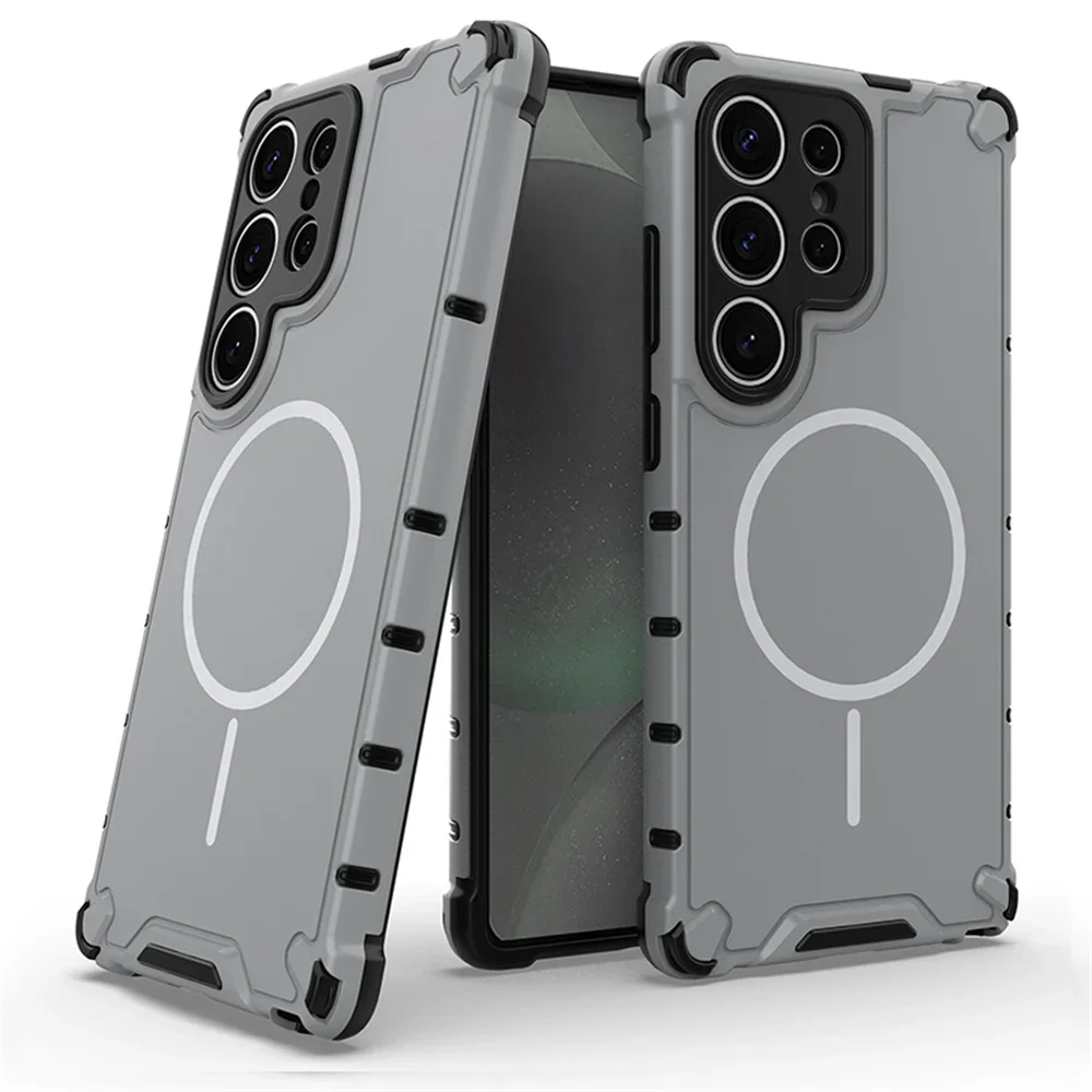 Anti-slip Bumper Armor Magnetische Telefoon Case Voor Samsung S24 S25 S26 Plus S23 Ultra A56 A55 A54 A35 a34 A25 A15 Voor Magsafe Cover