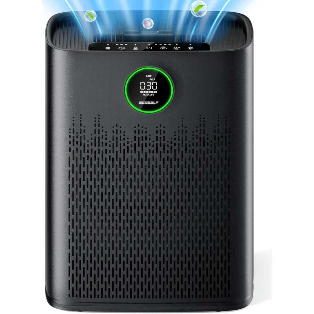 

Air Purifiers for Home Large Room, with Smart Mode, PM2.5 Air Quality Display, 22dB Sleep Mode, Aromatherapy, Black Matte