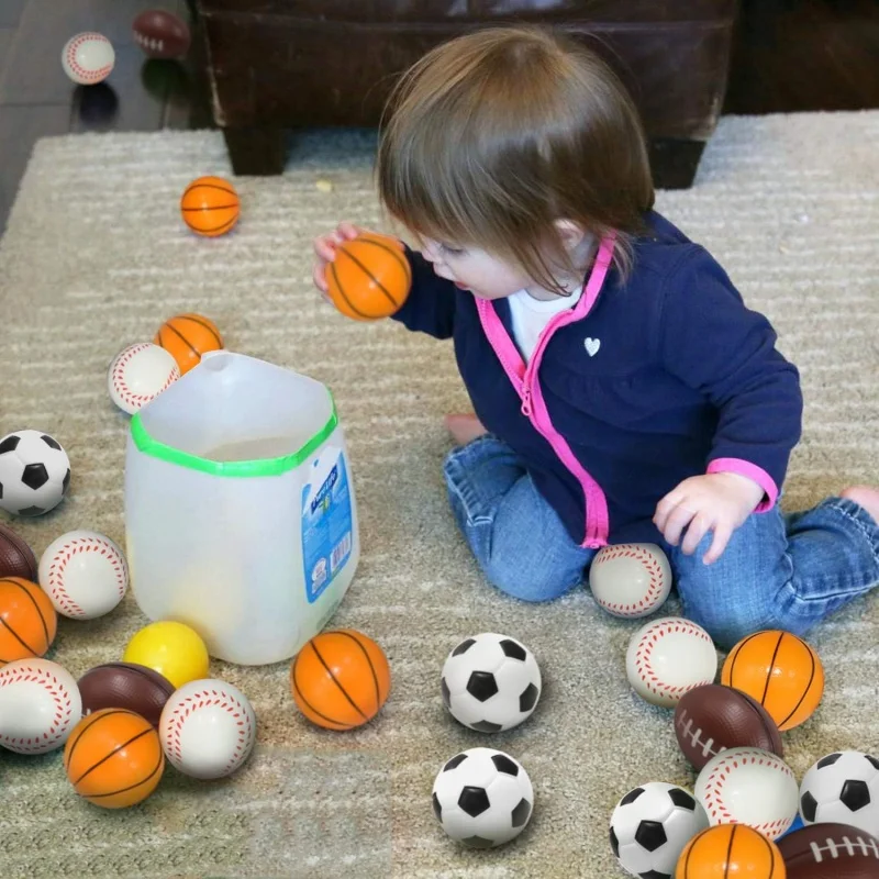 12Pcs Soft Football Basketball Baseball Tennis Toys Foam Sponge Decompression Vent Stress Balls Soccer Anti Stress Sports Toy