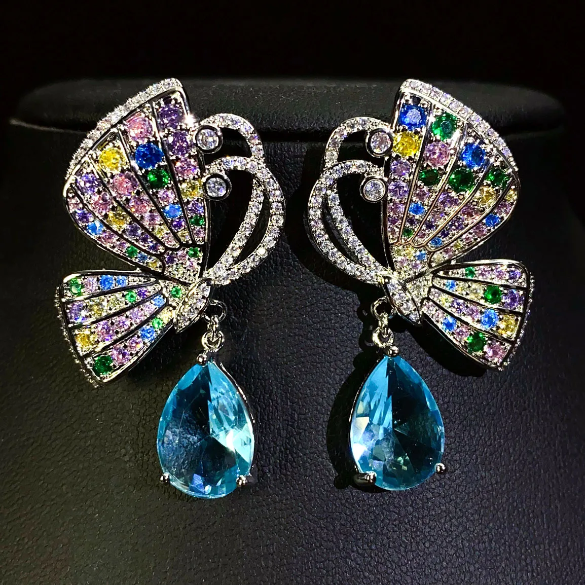 

New Summer Exquisite Butterfly Pretty Drop Earrings Jewellery Ladies Zirconia Set Dress Prom Travel Event Party Wedding E82